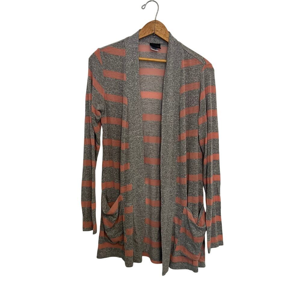 Mod Lusive Open Front Long Line Cardigan Gray Pea… - image 1